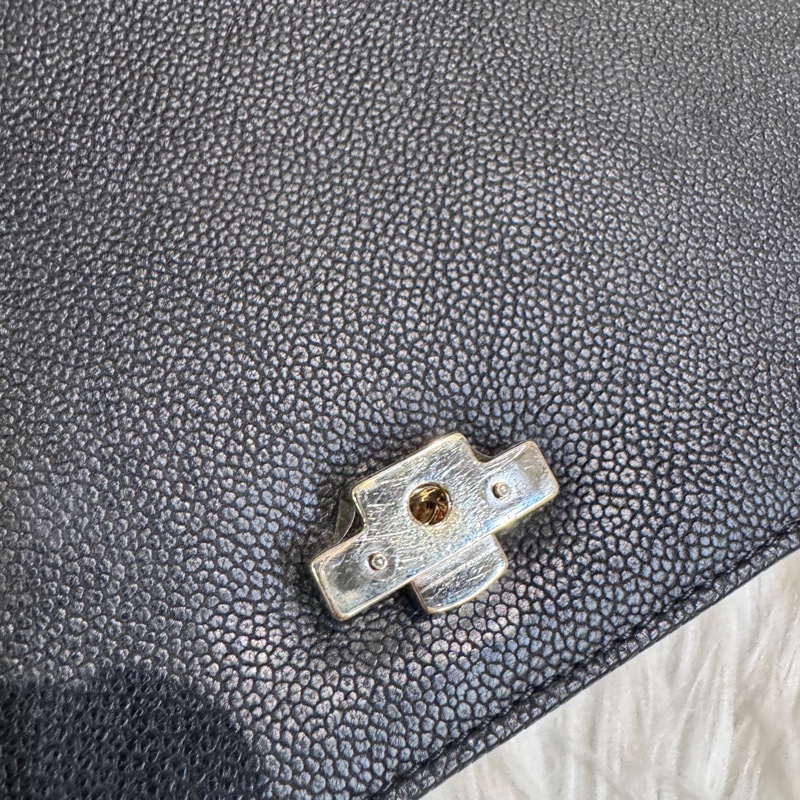 Chanel 黑荔枝皮彩色皮穿鏈下蓋手提斜背包-8