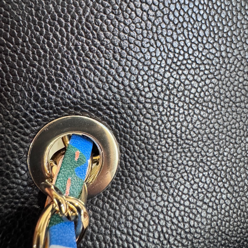 Chanel 黑荔枝皮彩色皮穿鏈下蓋手提斜背包-14