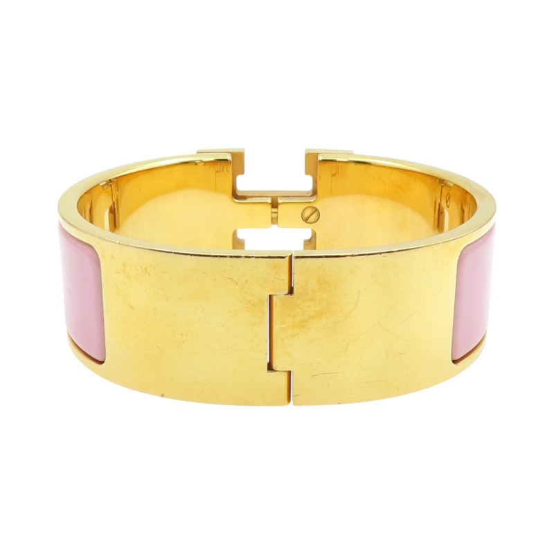 粉色琺瑯 金色鍍金 Clic Clac H 寬版 手環【HERMES 愛馬仕】 H300001F 1ZPM-1