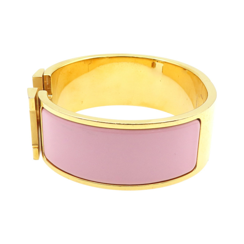 粉色琺瑯 金色鍍金 Clic Clac H 寬版 手環【HERMES 愛馬仕】 H300001F 1ZPM-2
