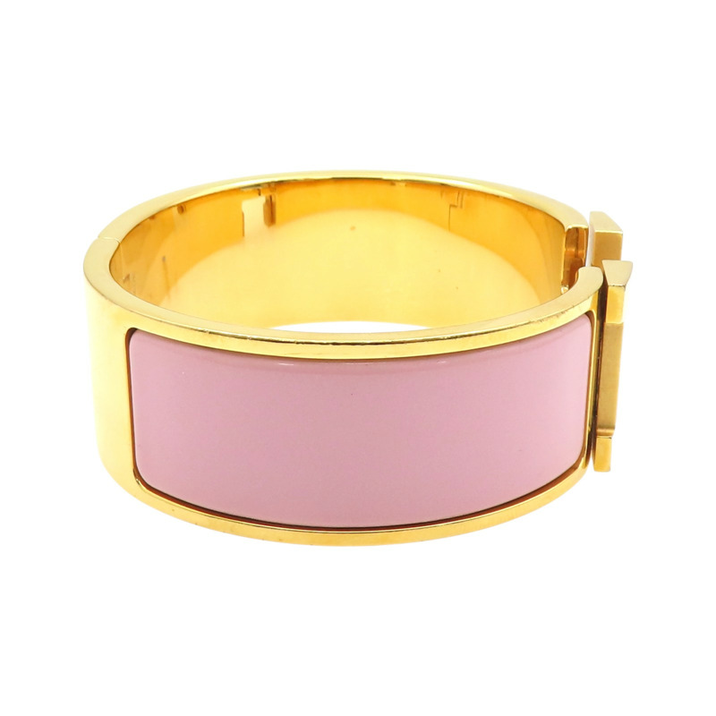 粉色琺瑯 金色鍍金 Clic Clac H 寬版 手環【HERMES 愛馬仕】 H300001F 1ZPM-3