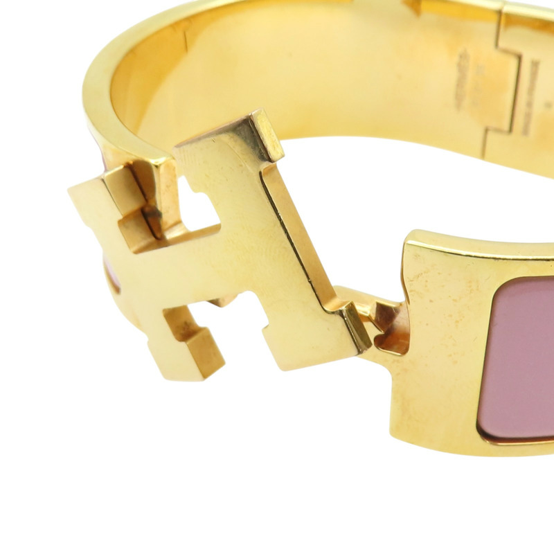 粉色琺瑯 金色鍍金 Clic Clac H 寬版 手環【HERMES 愛馬仕】 H300001F 1ZPM-5