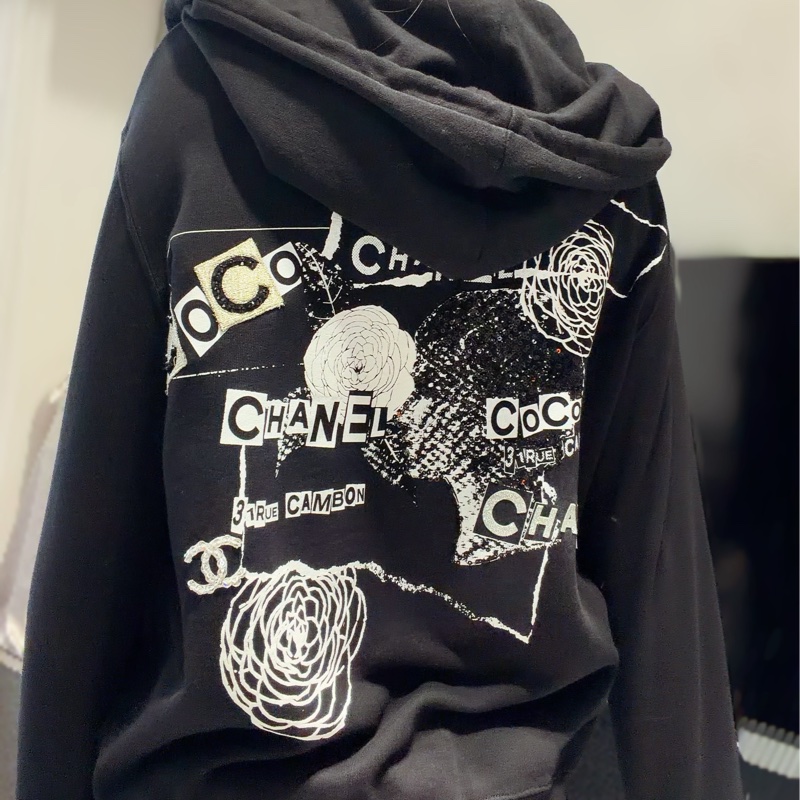 Chanel coco 工藝亮片刺繡🪡經典必備-黑色連帽外套(王一博同款)-1