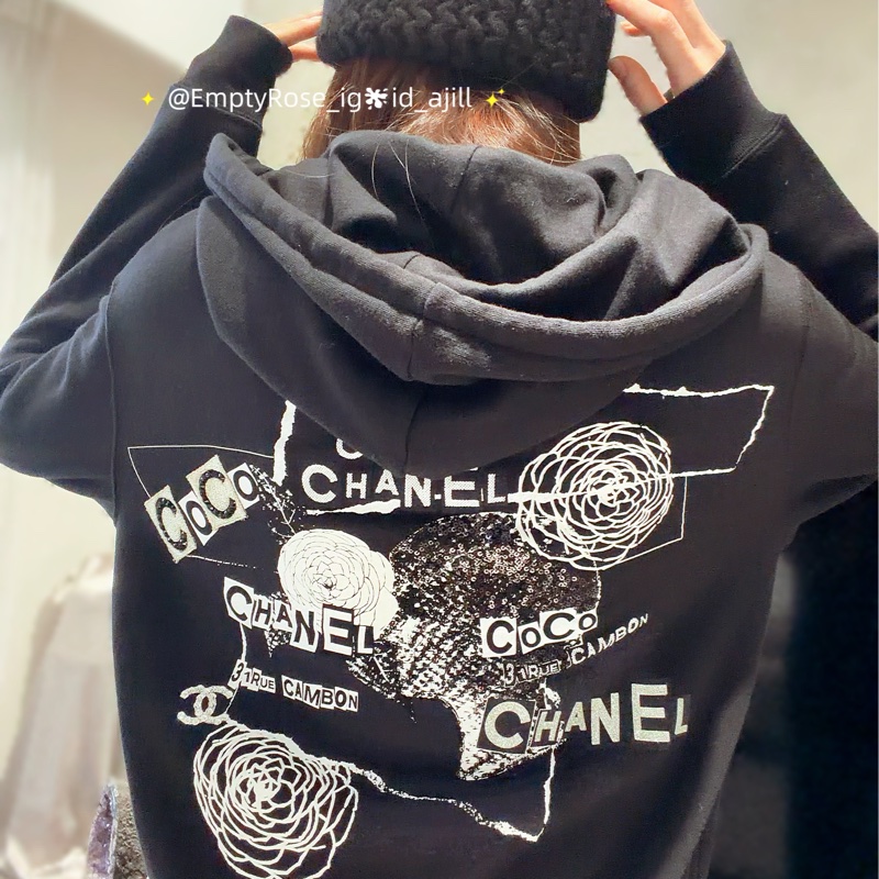 Chanel coco 工藝亮片刺繡🪡經典必備-黑色連帽外套(王一博同款)-2