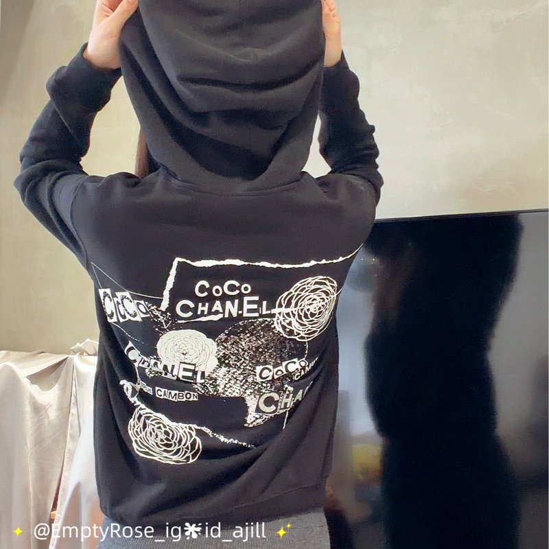 Chanel coco 工藝亮片刺繡🪡經典必備-黑色連帽外套(王一博同款)-3