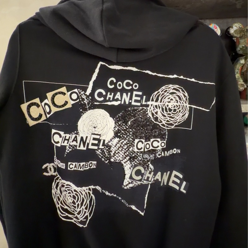 Chanel coco 工藝亮片刺繡🪡經典必備-黑色連帽外套(王一博同款)-6
