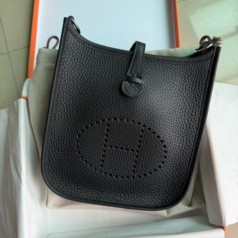 💖Hermes mini Evelyne 黑色銀釦💖 K刻 全新全配-6