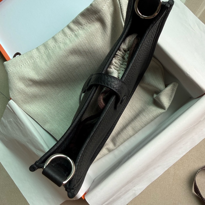 💖Hermes mini Evelyne 黑色銀釦💖 K刻 全新全配-11