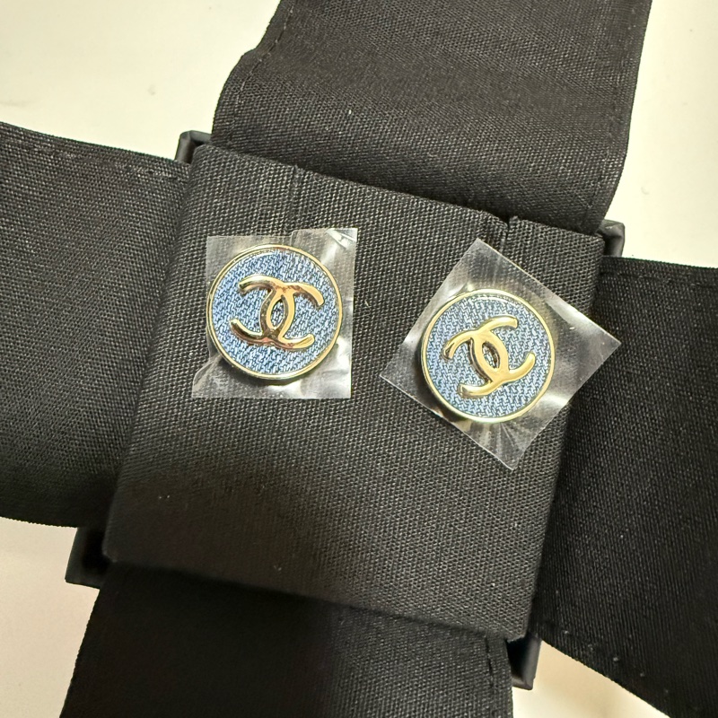 💖Chanel 牛仔耳環 耳針 26C 圓形款💖 全新-0