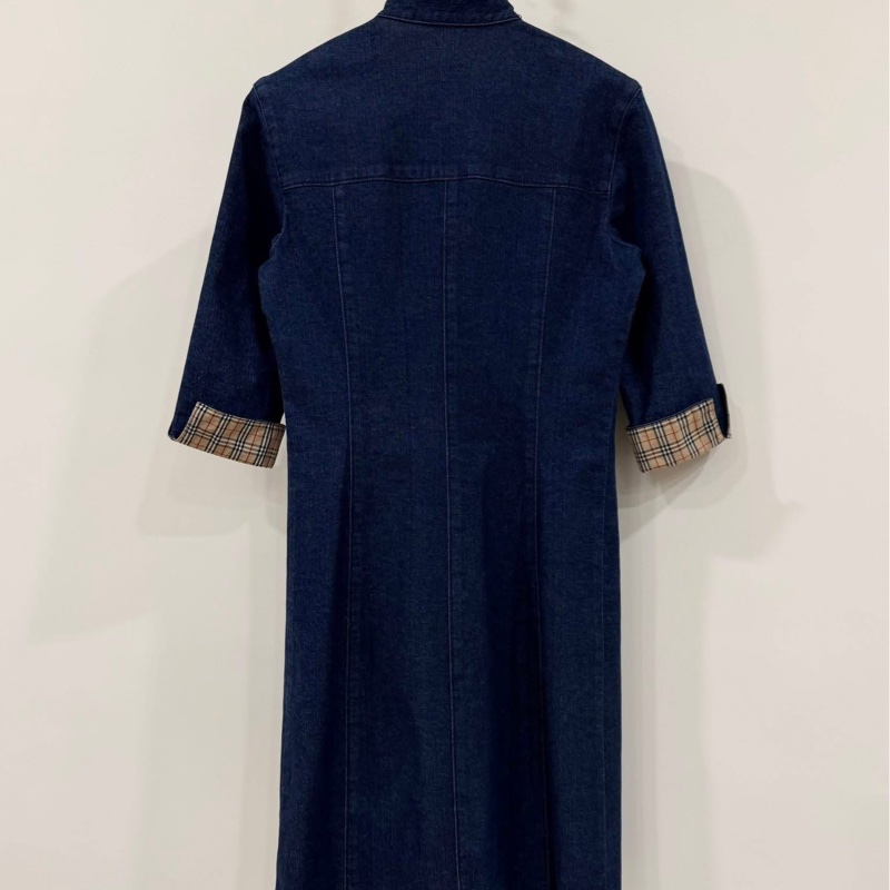 BURBERRY 經典格紋彈性按扣牛仔洋裝-1