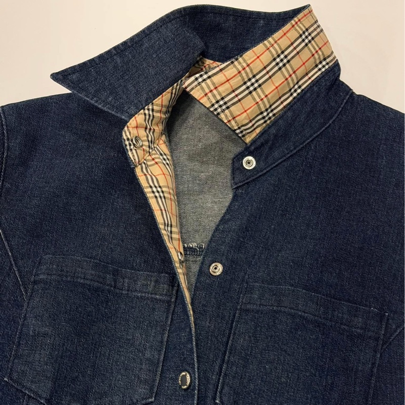 BURBERRY 經典格紋彈性按扣牛仔洋裝-2