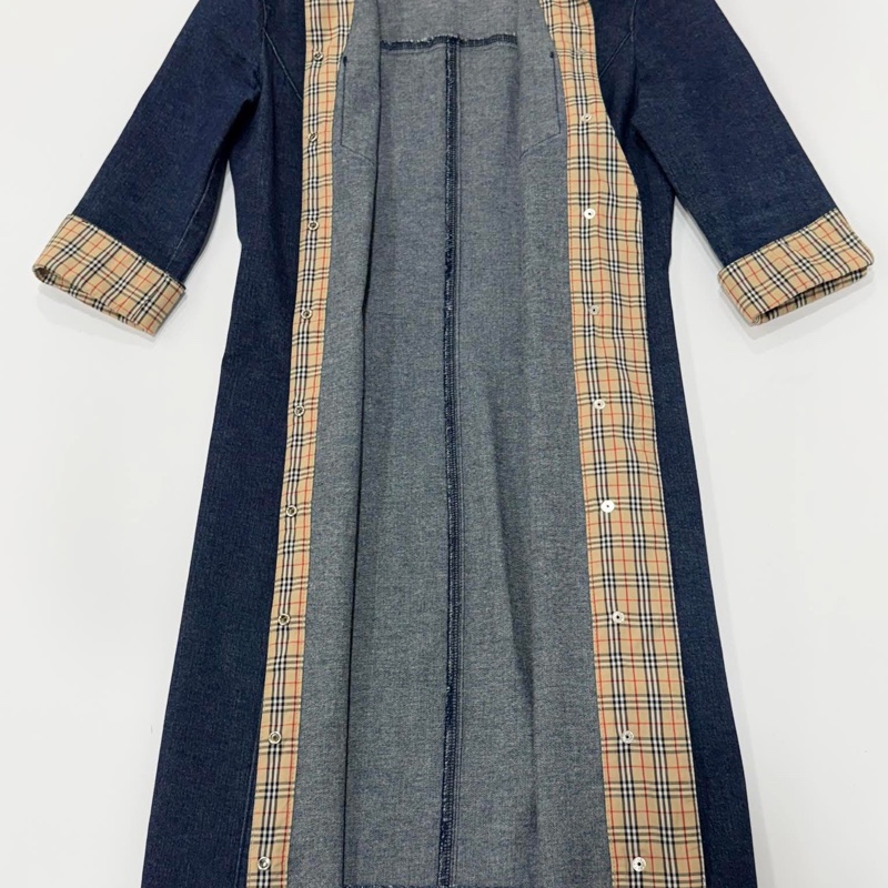 BURBERRY 經典格紋彈性按扣牛仔洋裝-7