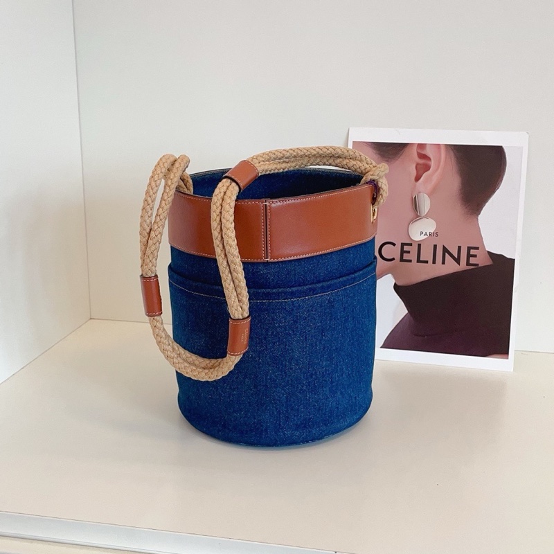 Celine牛仔拼皮水桶包-1