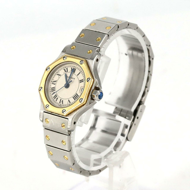 卡地亞 Santos Octagon SM 雙色腕錶 W2001683 SSxYG 石英機芯-1