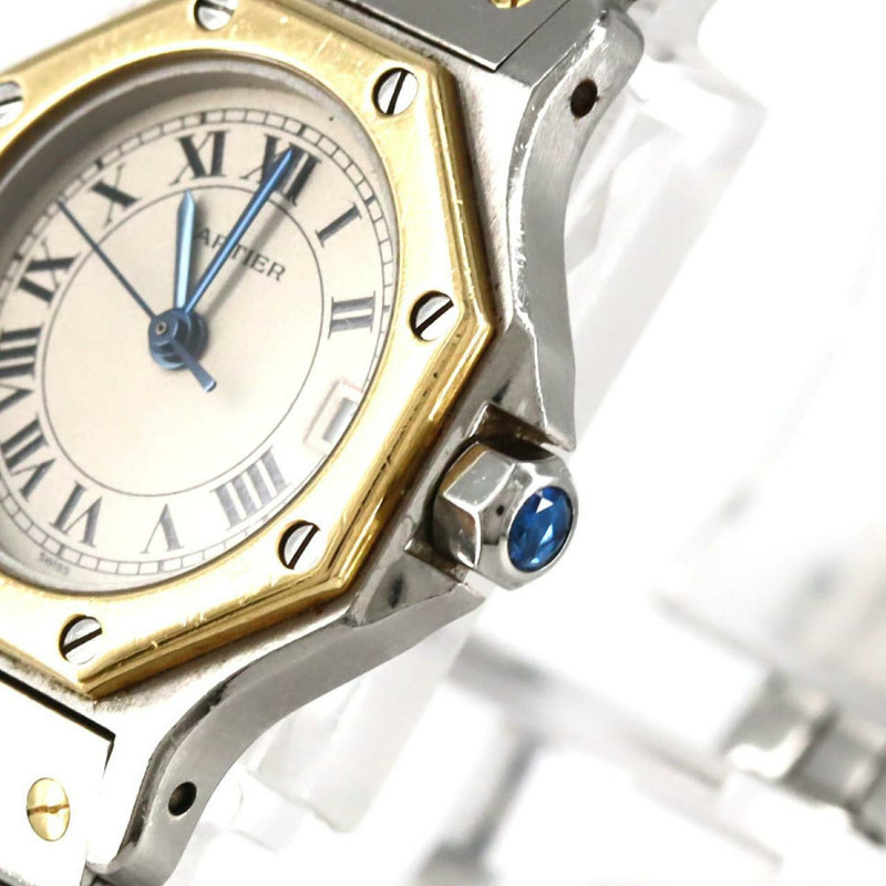 卡地亞 Santos Octagon SM 雙色腕錶 W2001683 SSxYG 石英機芯-2