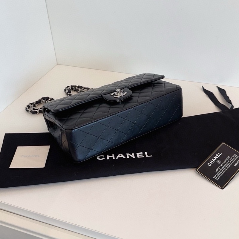 Chanel黑銀羊皮雙蓋CF25-5