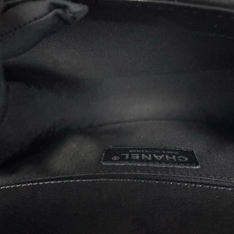 Chanel 香奈兒Leboy中號25V紋羊皮黑银單肩包-10