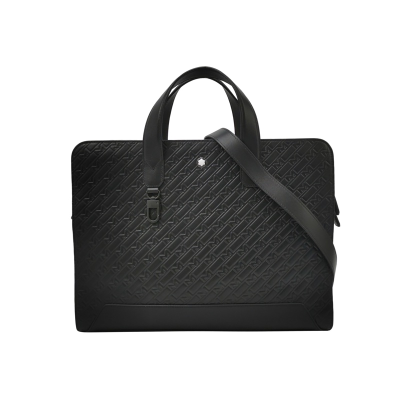 98新Montblanc萬寶龍牛皮純色壓紋徽標Logo斜挎包單肩包 。-0