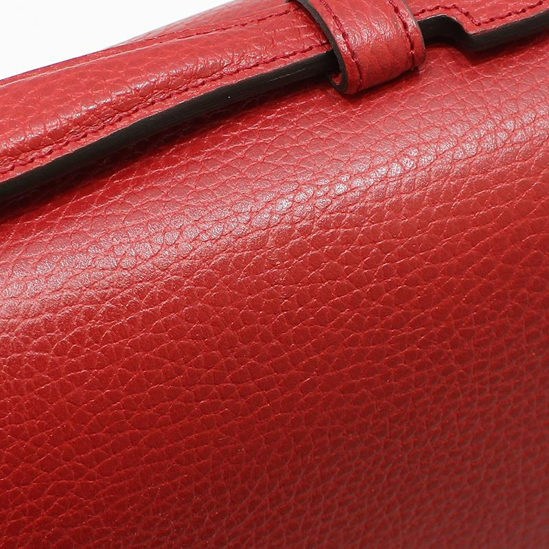 【包稅】GUCCI 510302 紅色皮革互扣式頂部手柄鏈條單肩包-7