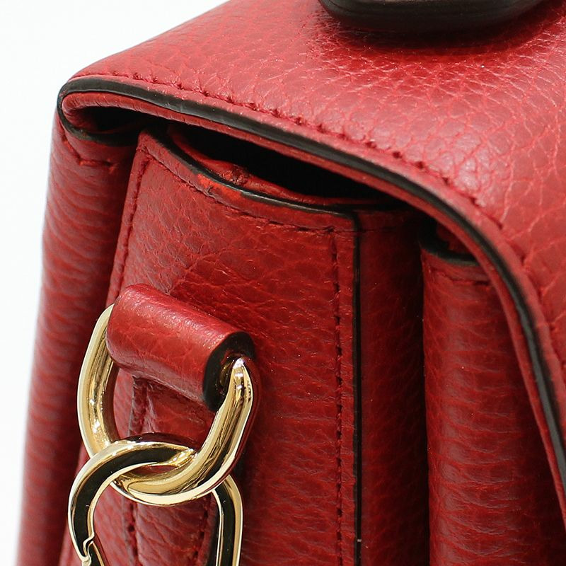 【包稅】GUCCI 510302 紅色皮革互扣式頂部手柄鏈條單肩包-9