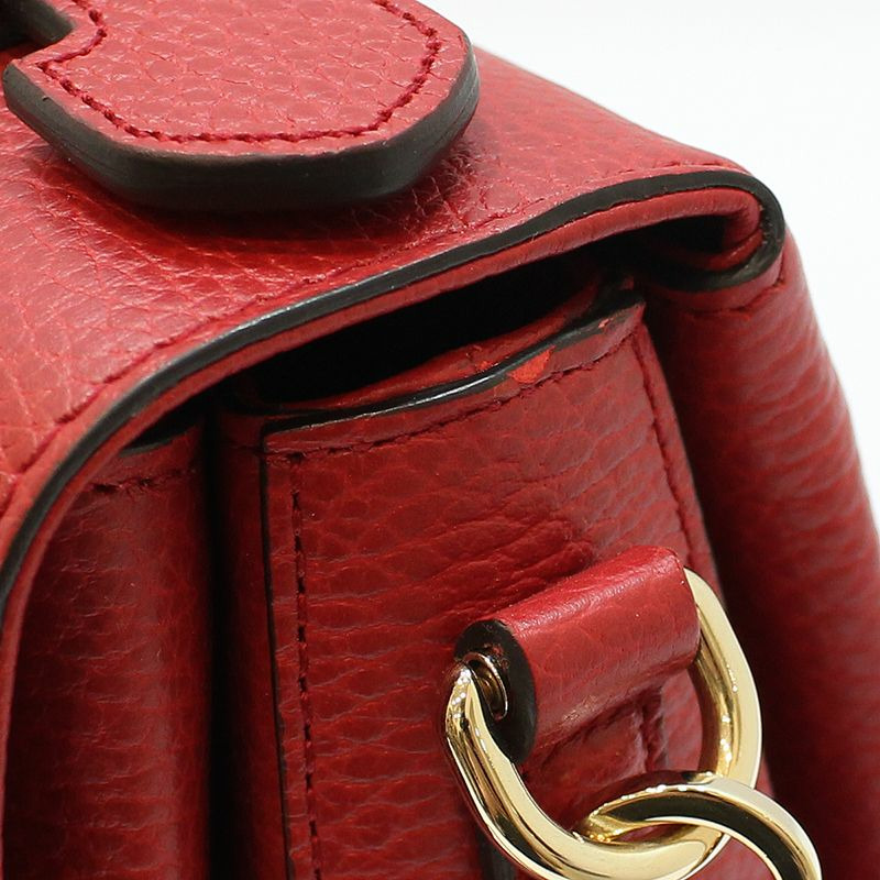 【包稅】GUCCI 510302 紅色皮革互扣式頂部手柄鏈條單肩包-10