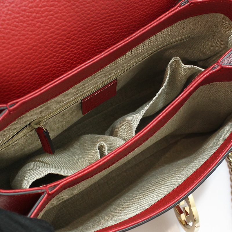 【包稅】GUCCI 510302 紅色皮革互扣式頂部手柄鏈條單肩包-11