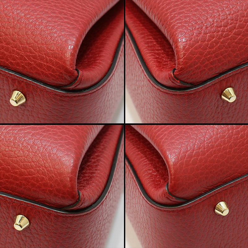 【包稅】GUCCI 510302 紅色皮革互扣式頂部手柄鏈條單肩包-12