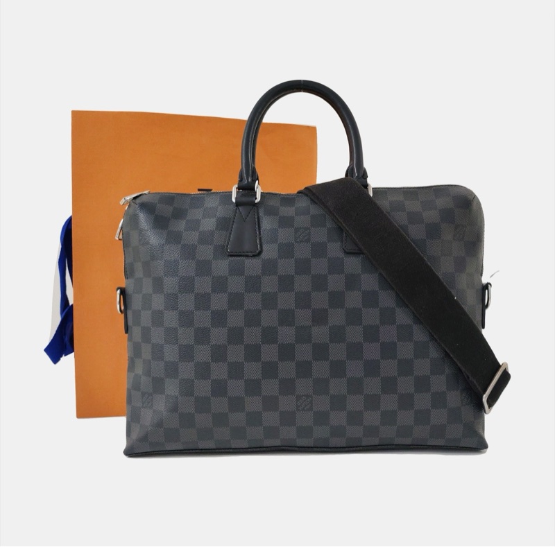 97新LOUIS VUITTON 灰色塗層帆布棋盤格單肩包手提包斜挎包-0