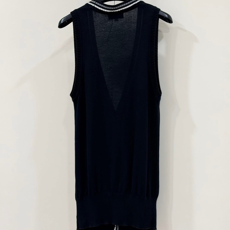 BURBERRY 藍標 深藍滾邊針織戰馬長版口袋背心-1