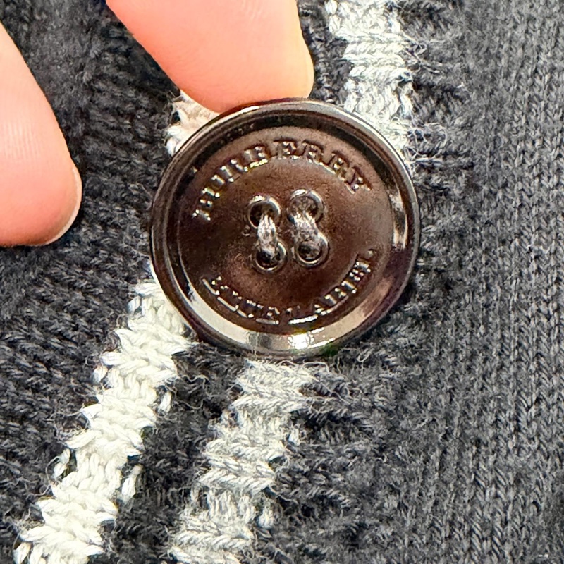 BURBERRY 藍標 深藍滾邊針織戰馬長版口袋背心-3