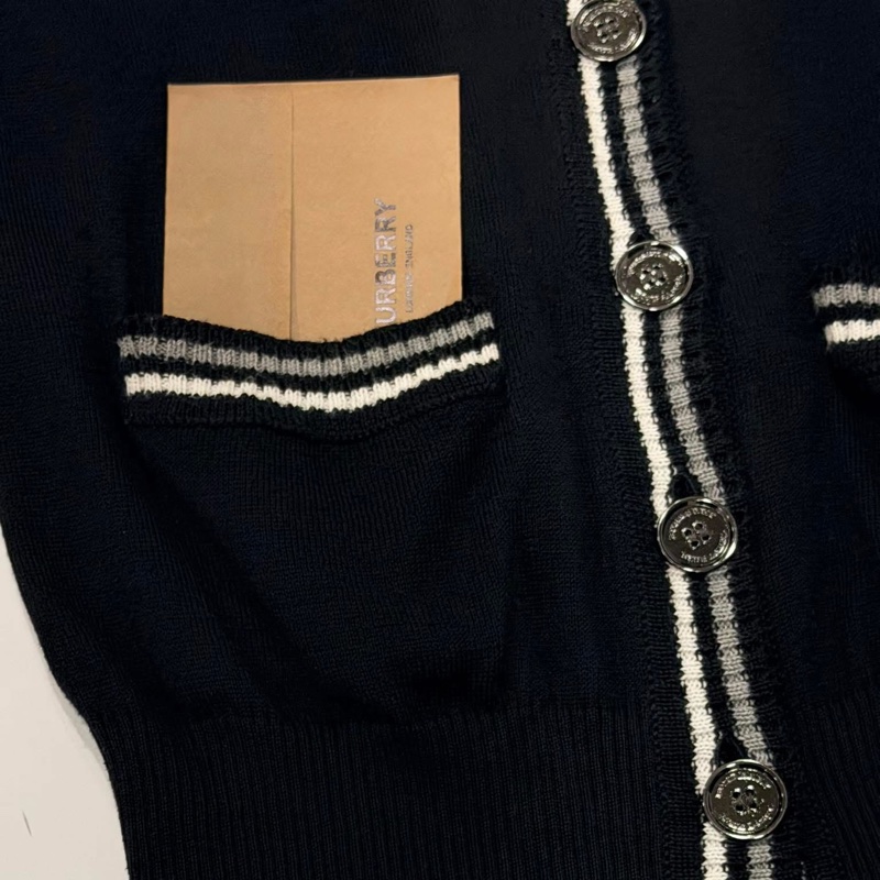 BURBERRY 藍標 深藍滾邊針織戰馬長版口袋背心-5