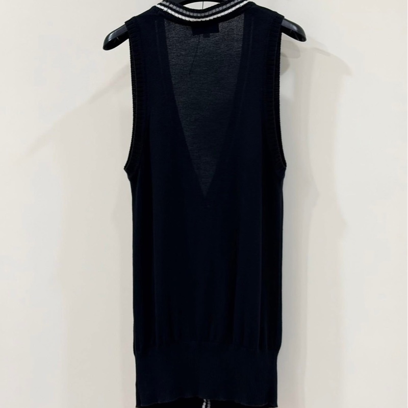 BURBERRY 藍標 深藍滾邊針織戰馬長版口袋背心-2