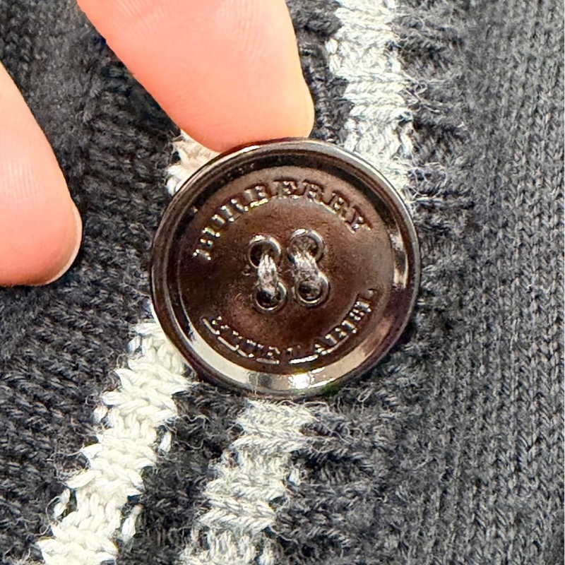 BURBERRY 藍標 深藍滾邊針織戰馬長版口袋背心-3