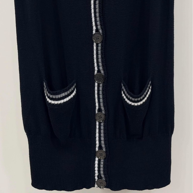 BURBERRY 藍標 深藍滾邊針織戰馬長版口袋背心-7