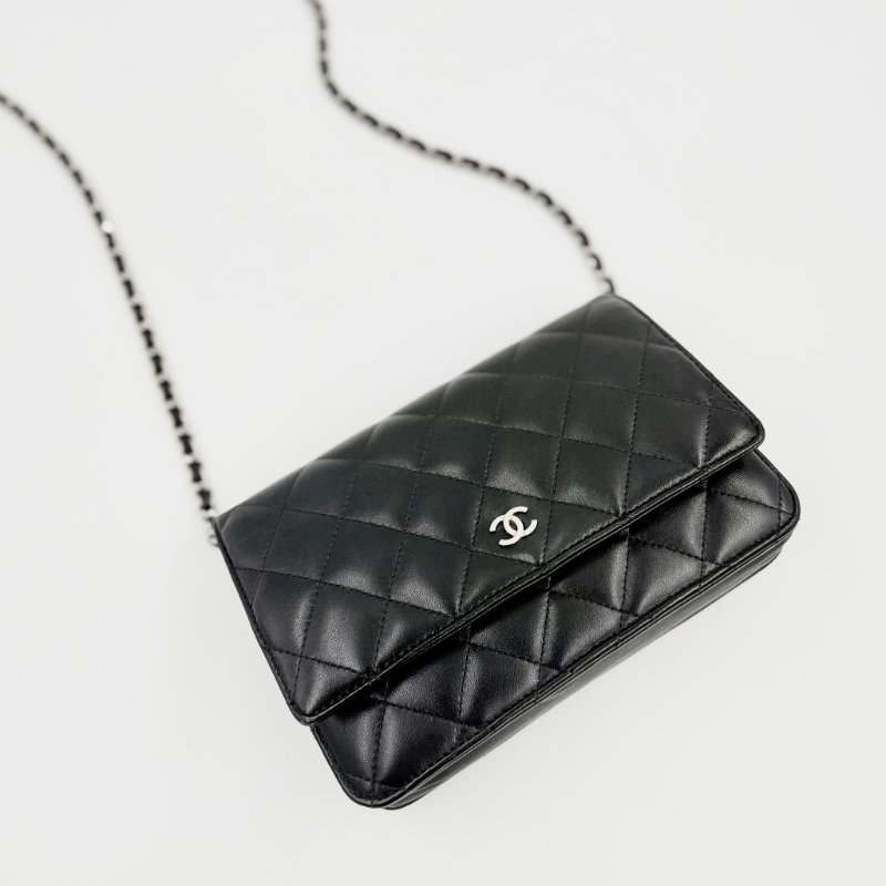 CHANEL - 黑色羊皮菱格銀釦woc-0