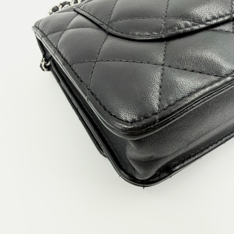 CHANEL - 黑色羊皮菱格銀釦woc-7