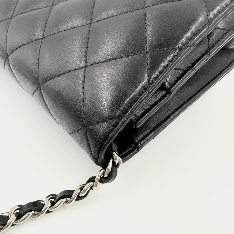 CHANEL - 黑色羊皮菱格銀釦woc-9