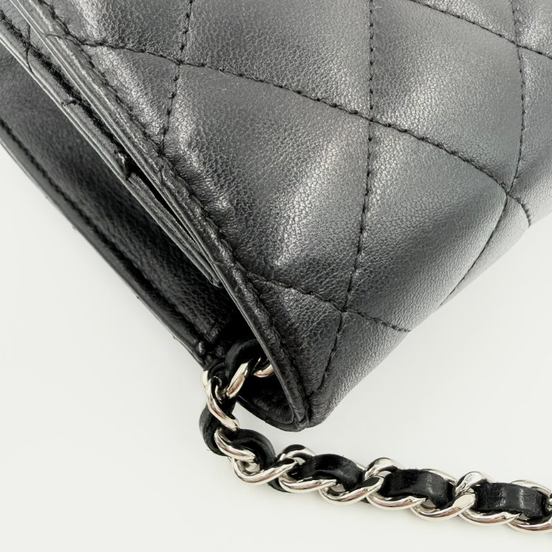 CHANEL - 黑色羊皮菱格銀釦woc-10