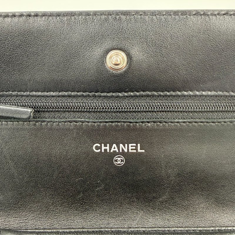 CHANEL - 黑色羊皮菱格銀釦woc-13