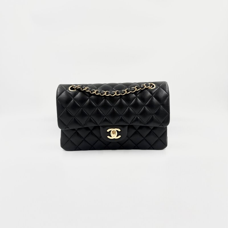CHANEL - 黑色羊皮菱格金釦COCO 23cm-2