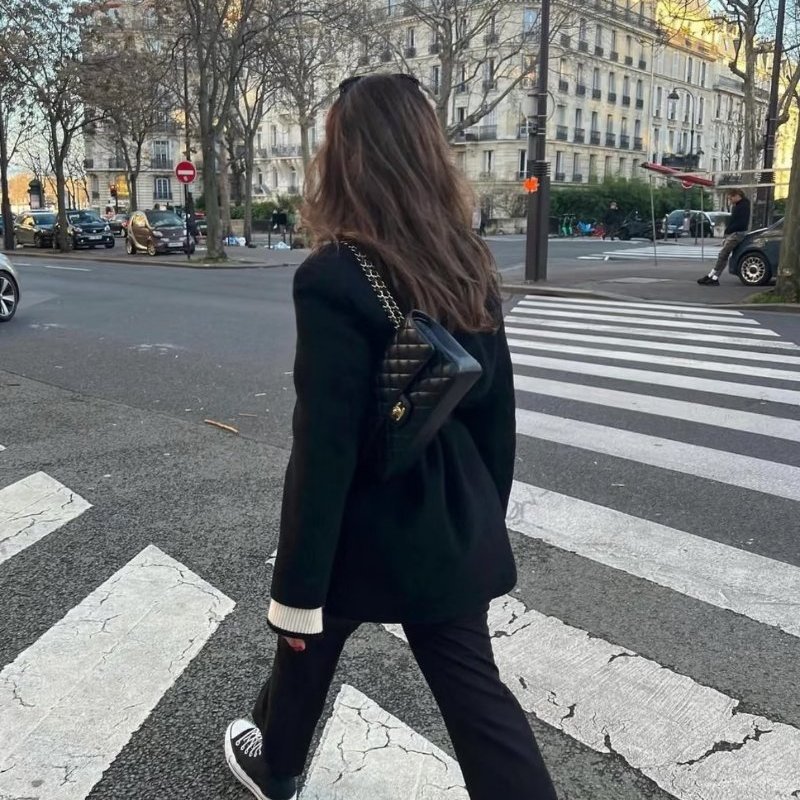 CHANEL - 黑色羊皮菱格金釦COCO 23cm-0