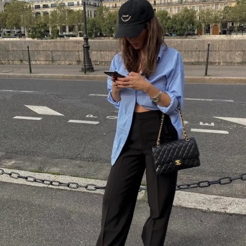 CHANEL - 黑色羊皮菱格金釦COCO 23cm-6