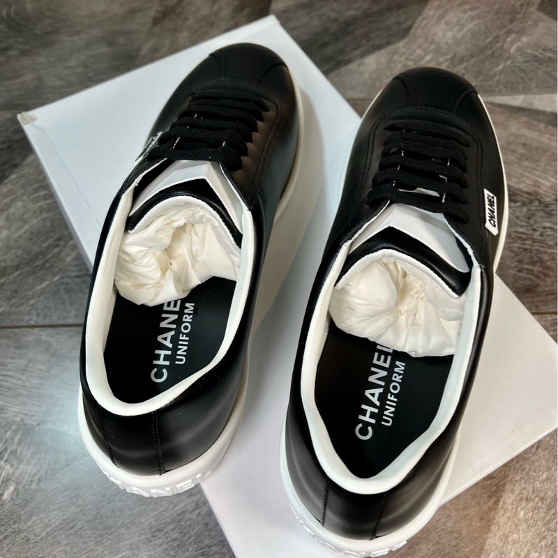 全新 Chanel 香奈兒 字母標牛皮 休閒鞋 板鞋 女款 黑色 超值 尺碼：36.5 碼 附件：無-3