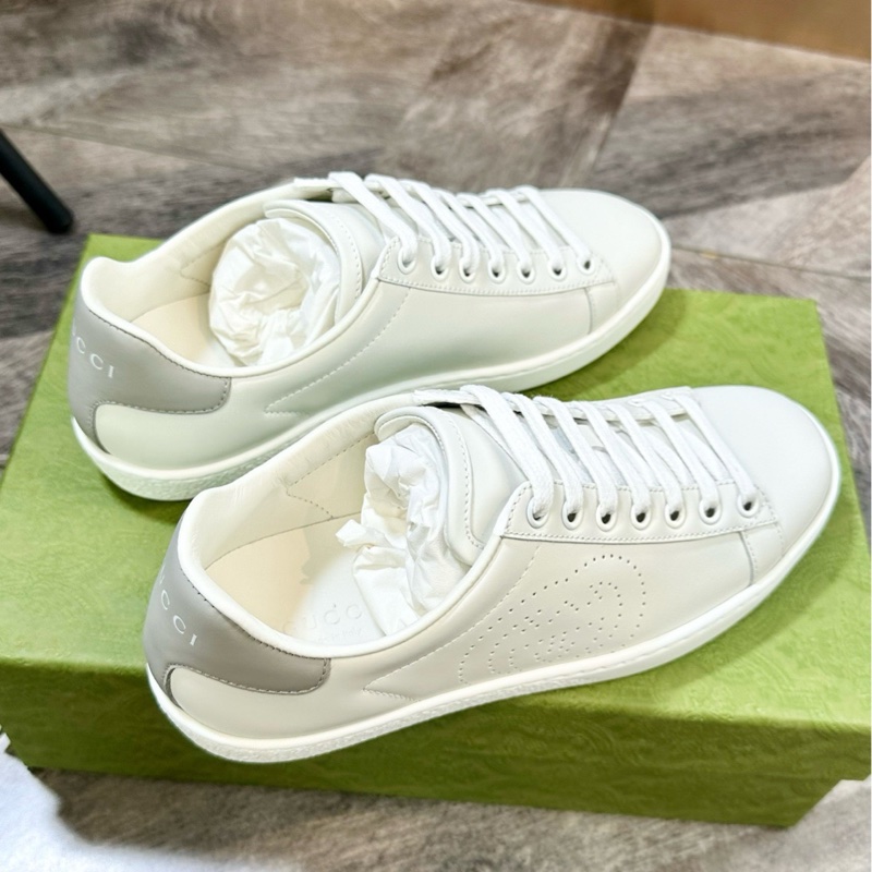 閒置新Gucci 古馳 鏤空雙G Logo 互扣運動鞋 休閒鞋 小白鞋 37.5碼灰尾拼色超好看 男女同款-2