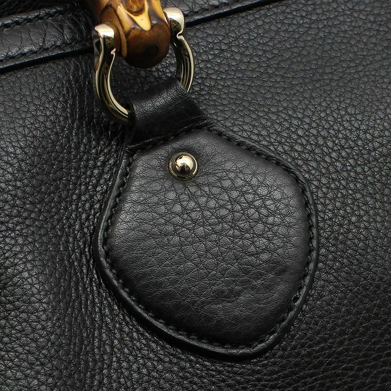 【包稅】GUCCI 黑色皮革戴安娜竹柄手提包 282317-6