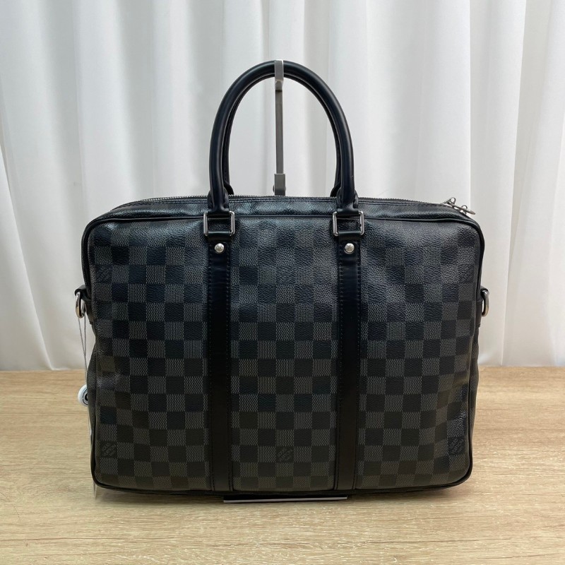 Lv 路易威登  少肩帶 棋盤格男士公文包手提包 通勤出行必備-0