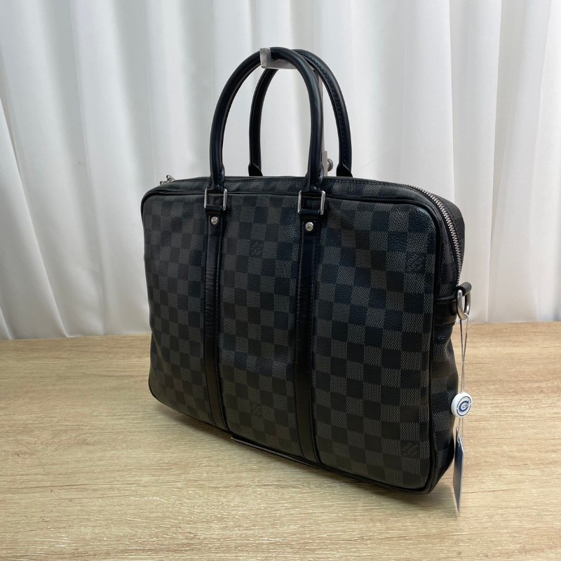 Lv 路易威登  少肩帶 棋盤格男士公文包手提包 通勤出行必備-3