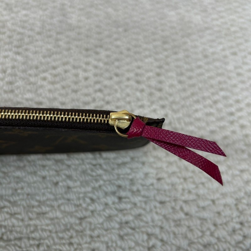 LV路易威登老花玫紅豆按扣二合一三折長款錢包 卡位多 容量足-4