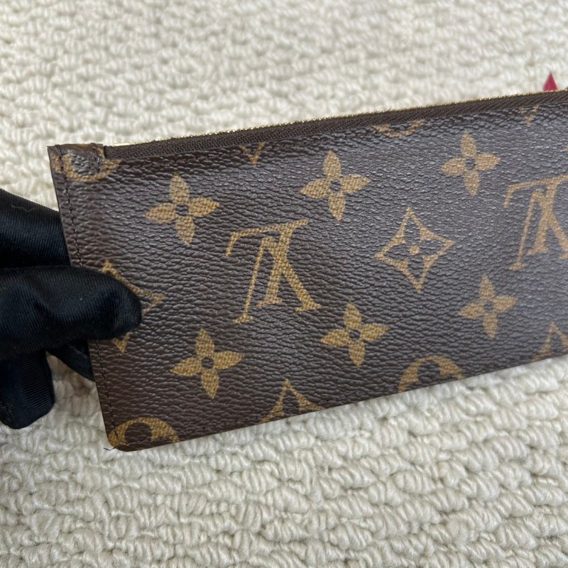 LV路易威登老花玫紅豆按扣二合一三折長款錢包 卡位多 容量足-11
