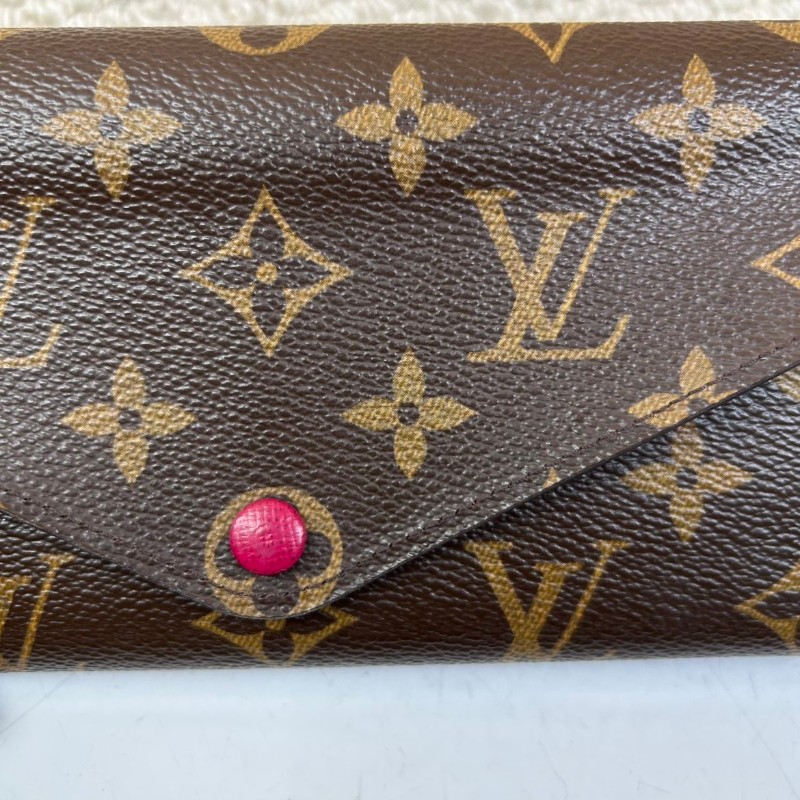 LV路易威登老花玫紅豆按扣二合一三折長款錢包 卡位多 容量足-15